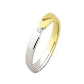 9ct White & Yellow Gold Wedding Band with Diamond Stone
